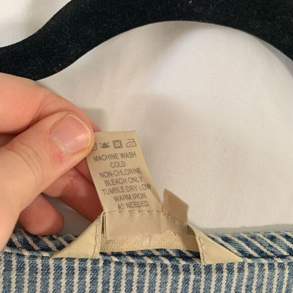 The Territory Ahead Midi Dress Women's 16 Blue White Striped Button Up Short Sle - Picture 6 of 8